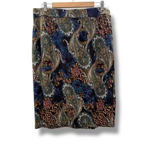 Cato‎ Paisley Midi Skirt Women's 14/16W Multicolor Boho Stretch Casual Workwear
